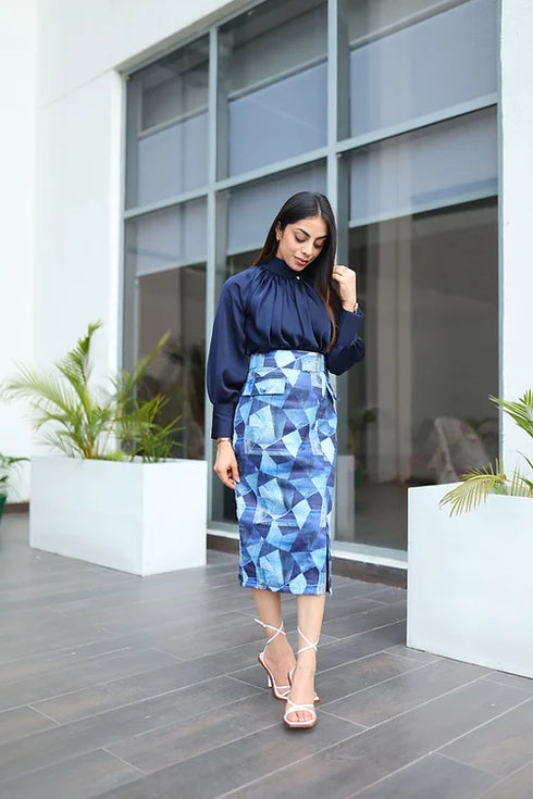 Power Blue Skirt Set